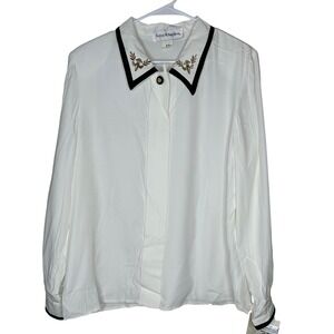 Norton McNaughton VTG Embellished Collar Blouse Button Front Size‎ 12 USA made